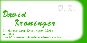 david kroninger business card